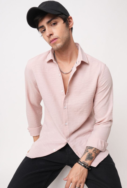 Men Textured Slim Fit Shirt | L